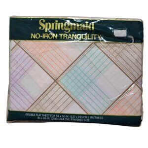 Springmaid Double Flat Sheet Vtg Striped Multicolor No Iron Tranquility New